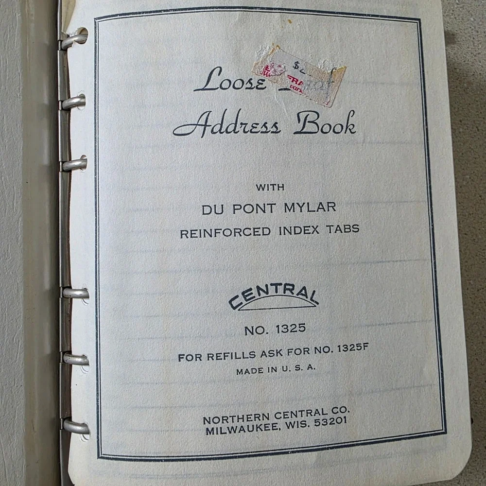 Loose Leaf Address Book 6.5x5.5 Green Vintage Jet Line Central MCM USA